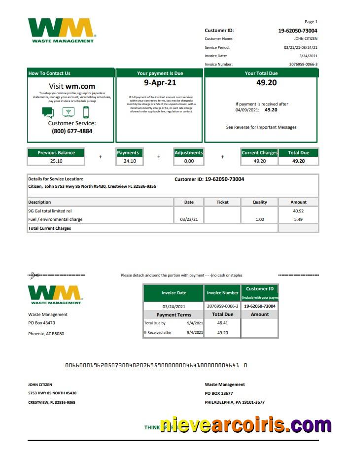 USA Waste Management excel pdf
